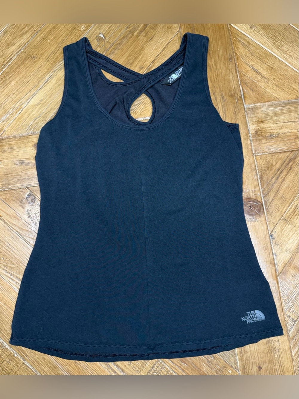 The North Face Breezeback Knit Tank Top Black Cross Back Keyhole Medium - Picture 2 of 13